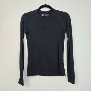 FIGS Seamless Long Sleeve Top Black Medical Nurse Base Layer XS